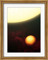 A Jupiter-like planet soaking up the scorching rays of its nearby sun Fine Art Print