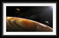 Jupiter's Moons Lo and Europa hover over the Great Red Spot on Jupiter Fine Art Print