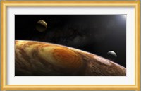 Jupiter's Moons Lo and Europa hover over the Great Red Spot on Jupiter Fine Art Print