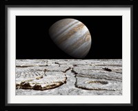 Artist's concept of Jupiter as Seen Across the Icy Surface of its Moon Europa Fine Art Print