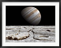 Artist's concept of Jupiter as Seen Across the Icy Surface of its Moon Europa Fine Art Print