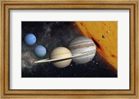 The Planets and Larger Moons to scale with the Sun Fine Art Print