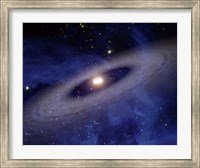 Planets and Asteroids circle around two suns Fine Art Print