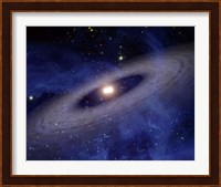 Planets and Asteroids circle around two suns Fine Art Print