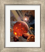 Primordial Earth being formed by Asteroid-like Bodies Fine Art Print