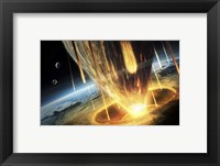 Giant Asteroid collides with the Earth Fine Art Print
