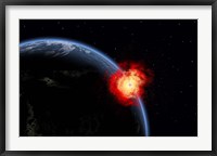 Explosion on Earth's surface from a colliding Asteroid Impact Fine Art Print