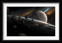 Dynamic spacewith incoming Asteroids Fine Art Print