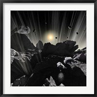 Astronauts explore the tumultuous surface of a Comet Fine Art Print