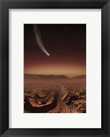 Comet lights up the landscape of Candor Chasma over Mars Fine Art Print