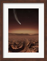 Comet lights up the landscape of Candor Chasma over Mars Fine Art Print