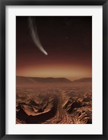 Comet lights up the landscape of Candor Chasma over Mars Fine Art Print