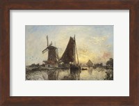 Boats Near The Windmill, Holland, 1868 Fine Art Print