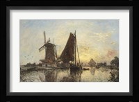 Boats Near The Windmill, Holland, 1868 Fine Art Print
