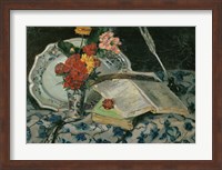 Flowers, Faience and Books Fine Art Print