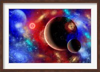 A distant part of space filled with stars, planets, Nebulae and remote galaxies Fine Art Print