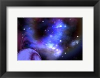 This ringed planet is sorrounded by a colorful Nebula Fine Art Print