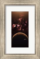 A barren world passes in front of a large and complex Nebula Fine Art Print
