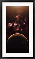 A barren world passes in front of a large and complex Nebula Fine Art Print
