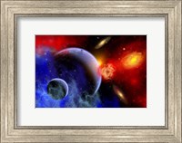 A mixture of colorful stars, planets, Nebulae and galaxies Fine Art Print