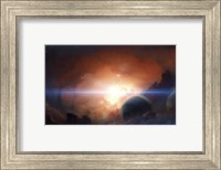 Gas giant partly hidden in a Nebula Fine Art Print