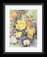 Roses With Purple Clematis Framed Print