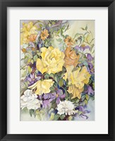 Roses With Purple Clematis Framed Print