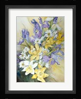 Iris, Daisies, And Daffodils Fine Art Print