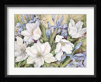 White Tulips/ Blue Iris Fine Art Print