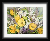 Yellow Tulips, White Iris And Heather Fine Art Print