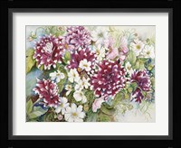 Burgundy Dahlias & Cosmos Fine Art Print
