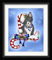 Candy Cane Kitten Framed Print