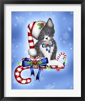Candy Cane Kitten Framed Print