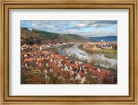 View of Main River and Wertheim, Germany in winter Fine Art Print