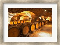 Oak Barrels in Cellar at Domaine Comte Senard Fine Art Print