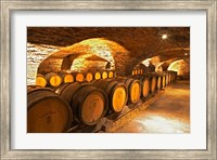 Oak Barrels in Cellar at Domaine Comte Senard Fine Art Print