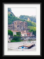 Chateau de Tournon, River Rhone and Pedestrian Bridge M Seguin, Tournon-sur-Rhone, Ardeche, France Fine Art Print