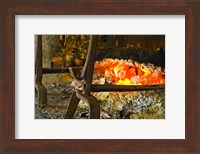 Fireplace with a Burning Log on a Truffle Farm Fine Art Print
