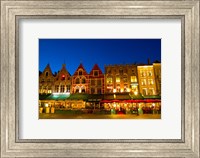 Cafes in Marketplace in Downtown Bruges, Belgium Fine Art Print