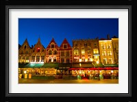 Cafes in Marketplace in Downtown Bruges, Belgium Fine Art Print