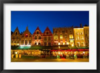 Cafes in Marketplace in Downtown Bruges, Belgium Fine Art Print