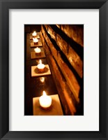 Lighted Candles and Brick Wall Fine Art Print