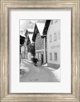 Snowy Street in Hallstat, Austria Fine Art Print