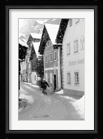 Snowy Street in Hallstat, Austria Fine Art Print