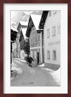 Snowy Street in Hallstat, Austria Fine Art Print