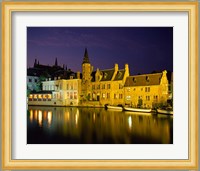 The Rozenhoedkaai at Night, Bruges, Belgium Fine Art Print