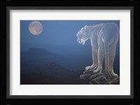 Tiger And Full Moon Fine Art Print