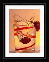 Strawberry Splash In Red Swirl Glass I Fine Art Print