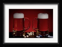 Beer Mugs And Pistachio Nuts Fine Art Print