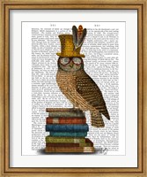Owl On Books Fine Art Print